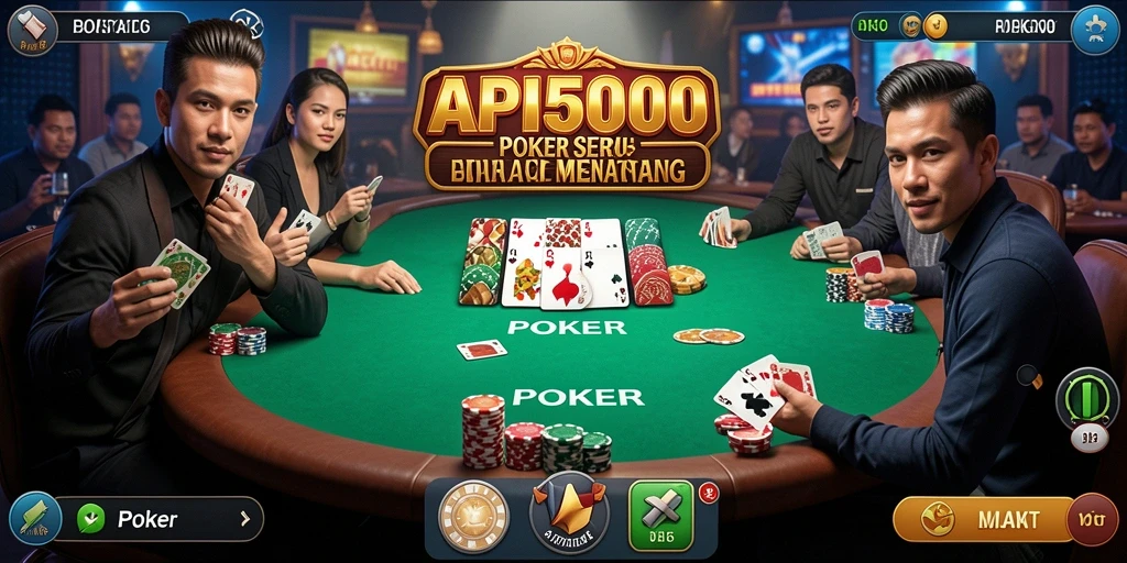 Tampilan antarmuka permainan Poker yang interaktif dan menarik.