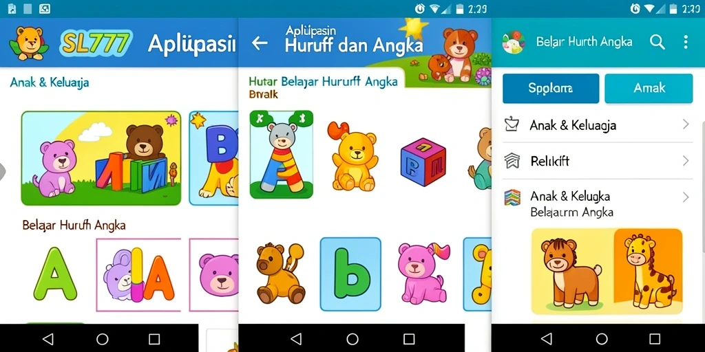 Tampilan antarmuka SL777 yang menawan dan menyenangkan untuk anak.