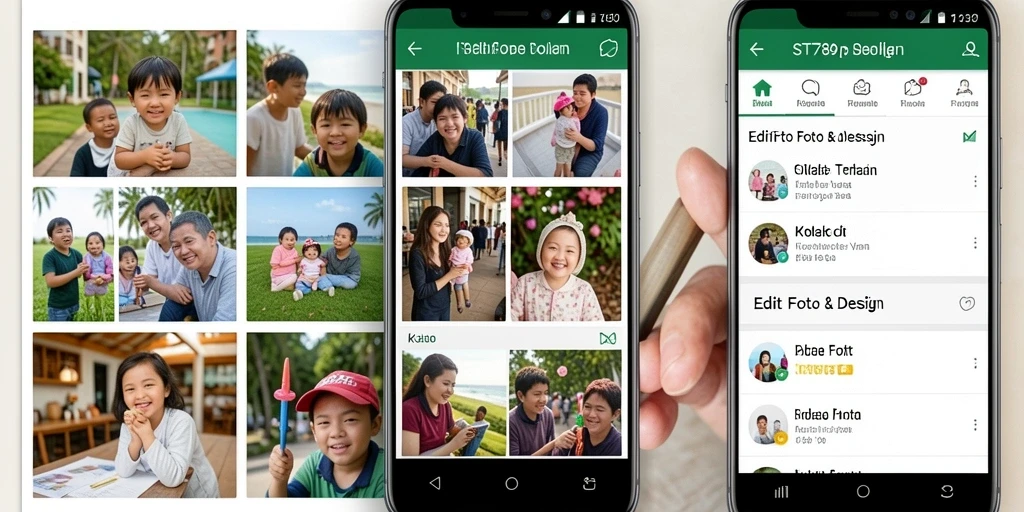Screenshot antarmuka ST789 yang menampilkan fitur kolase foto.